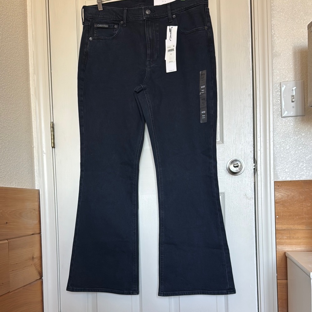 Calvin Klein Black Flare Wide Leg Jeans